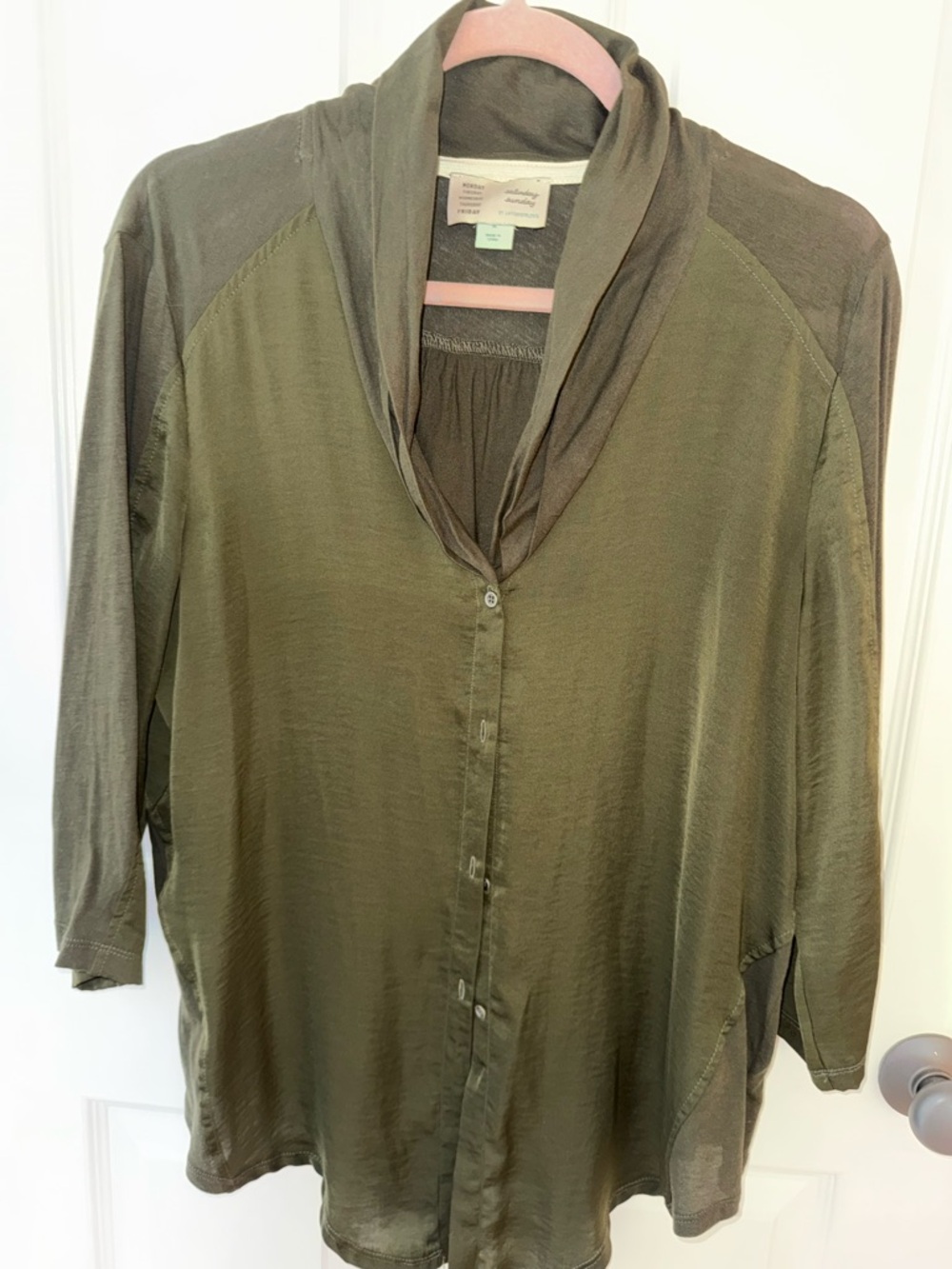 Women’s Olive Green Button-Front Blouse